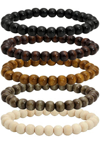 5 pcs Wooden Tibetan Beads