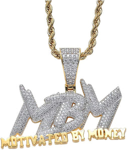 Iced Out 18k Gold Motivated By Money Pendant