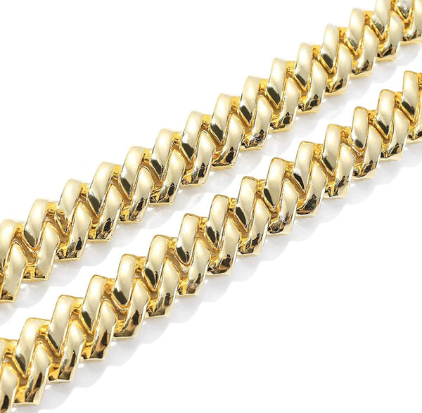 14k Gold Iced Out Chatter Chain Bracelet