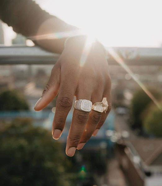 Iced Out 18k Gold Cluster Ring