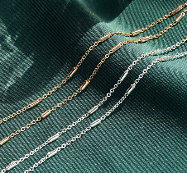 Silver Filled Layered Bar Anklet