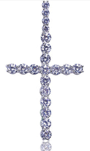 Iced Out 18k White Gold Cross Pendant