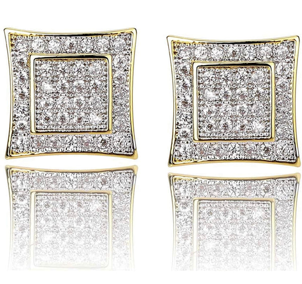 Iced Out 18k Gold Cluster Earrings