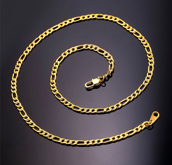 18k Gold/ Stainless Steel Figaro Chain Link