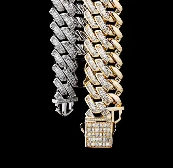 Iced Out 14k Gold Presidential Baguette Chain