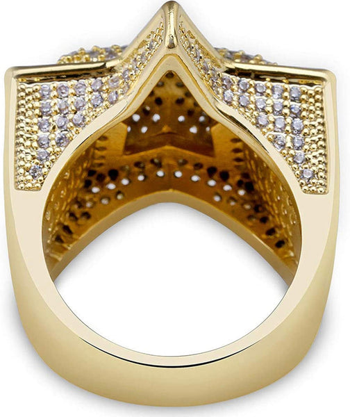 Iced Out 14k Gold Star Ring